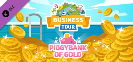 Business tour. Piggybank of gold cover artwork