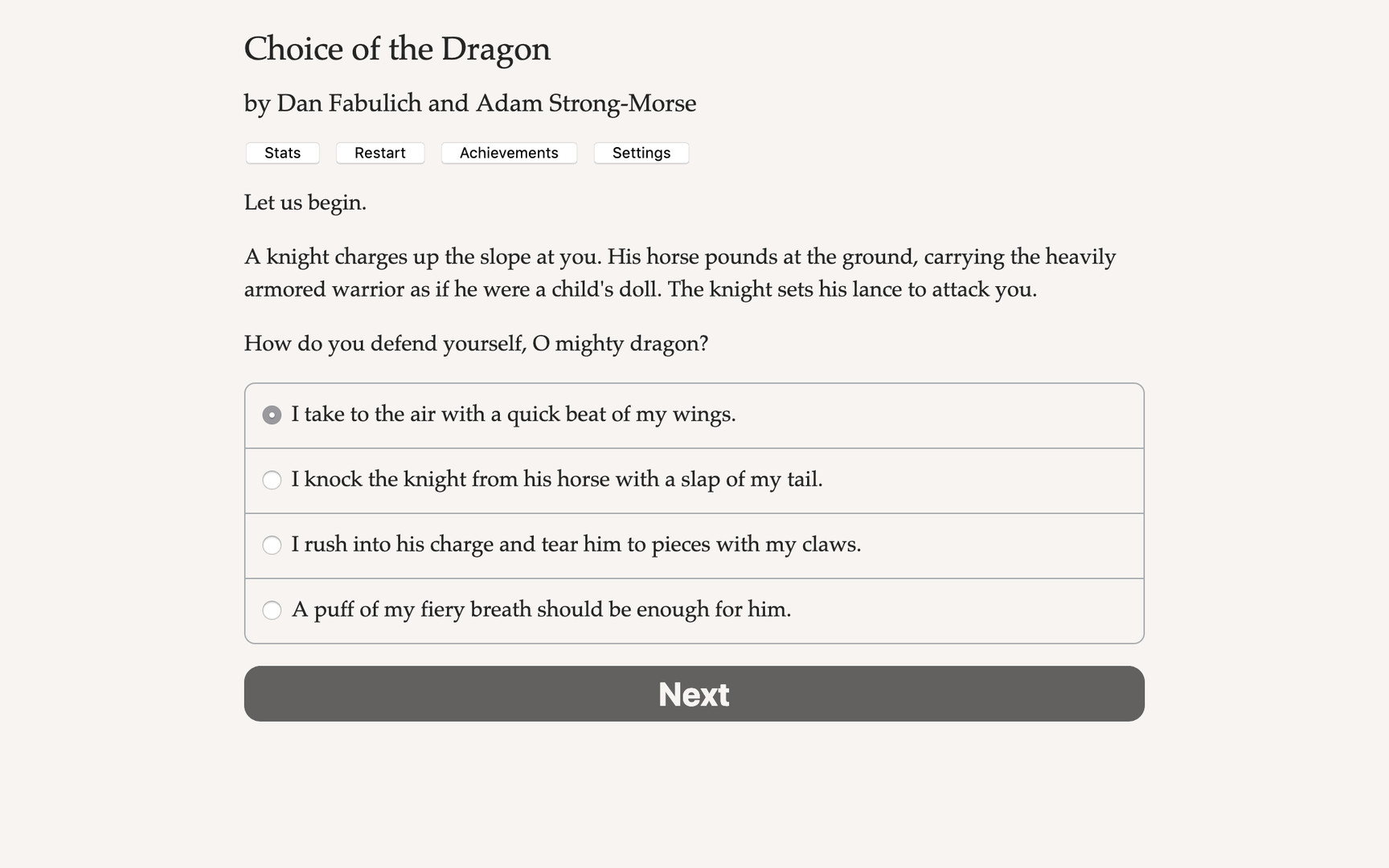 Choice of the Dragon official in-game screenshot 1
