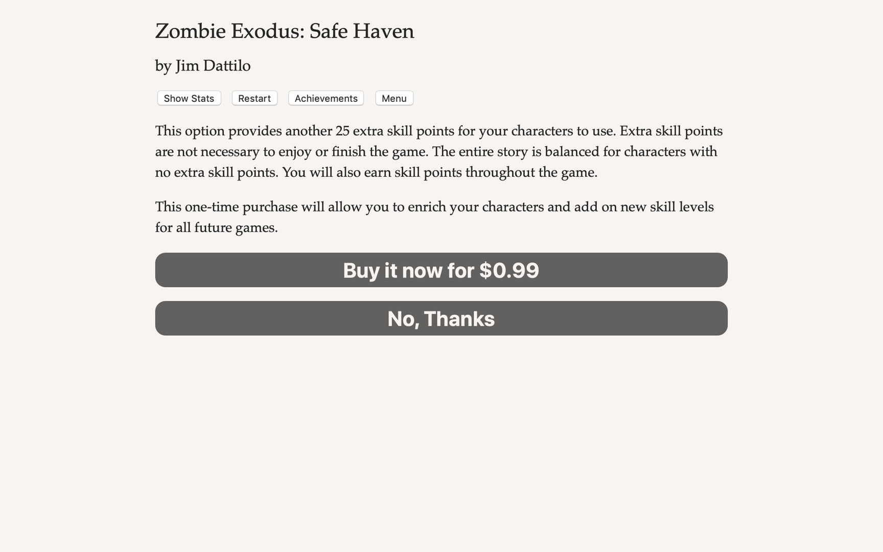 Zombie Exodus: Safe Haven - Double Skill Points Bonus official in-game screenshot 1