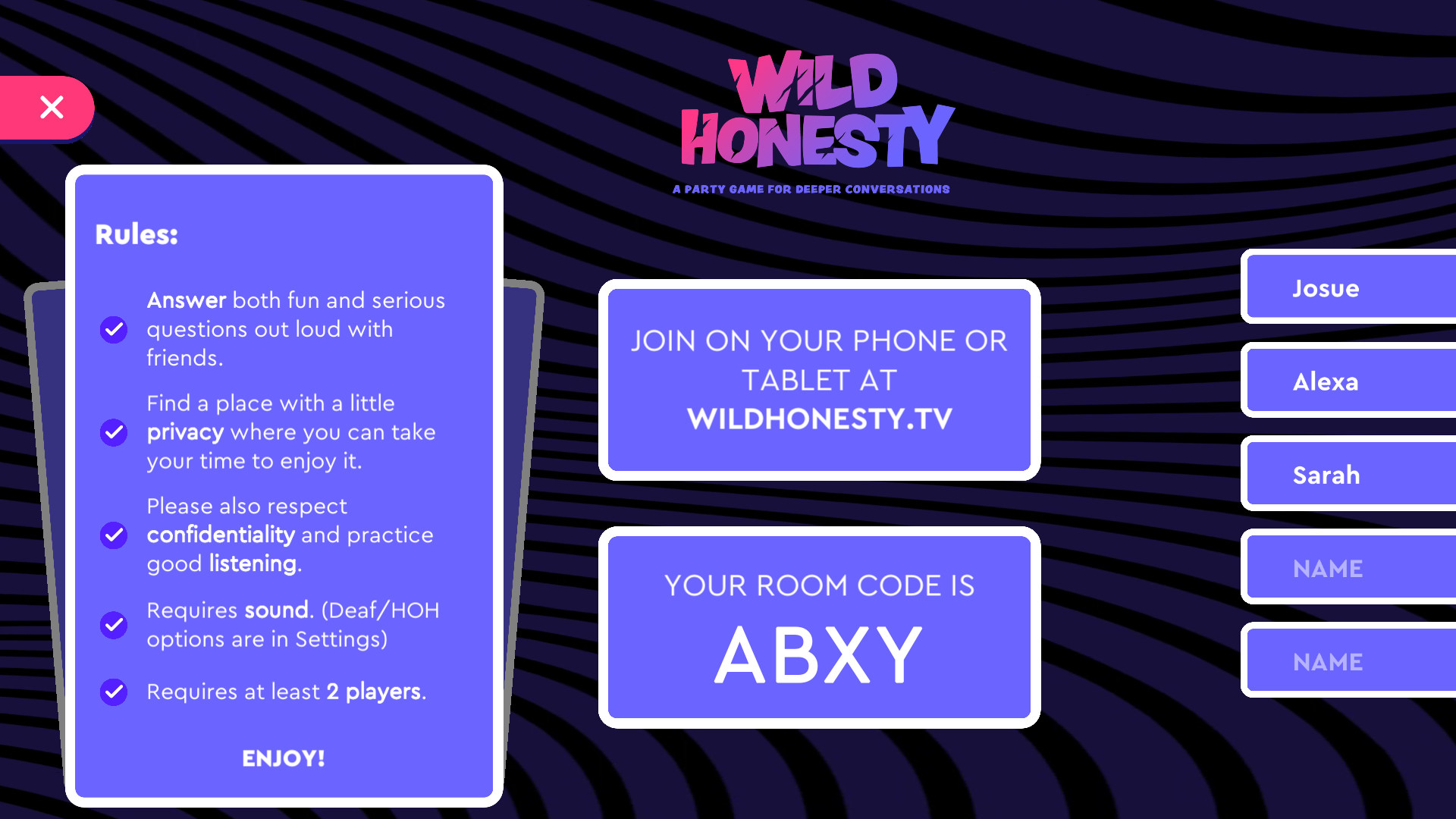Wild Honesty: A party game for deeper conversations official in-game screenshot 1