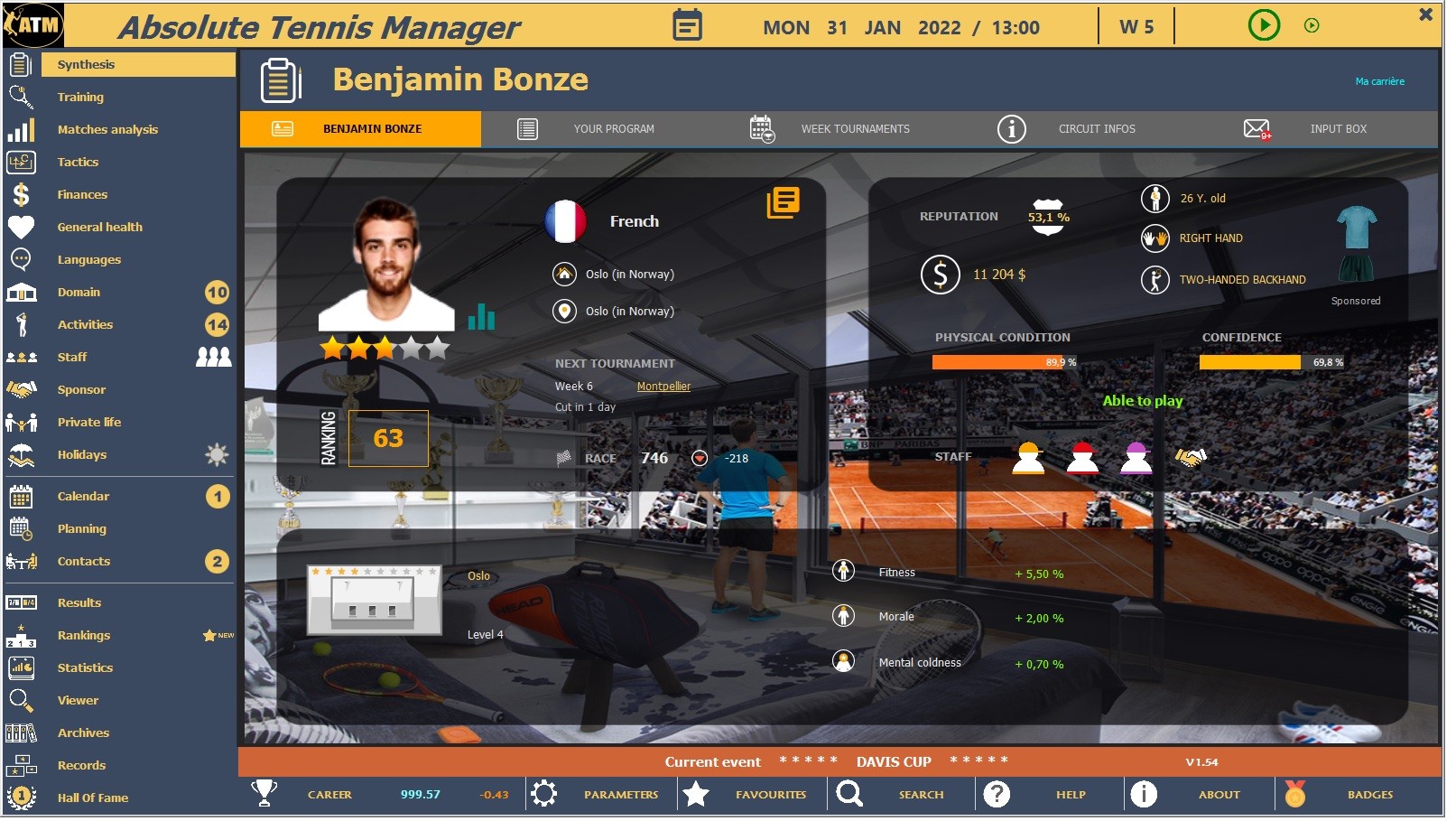 Absolute Tennis Manager official in-game screenshot 1