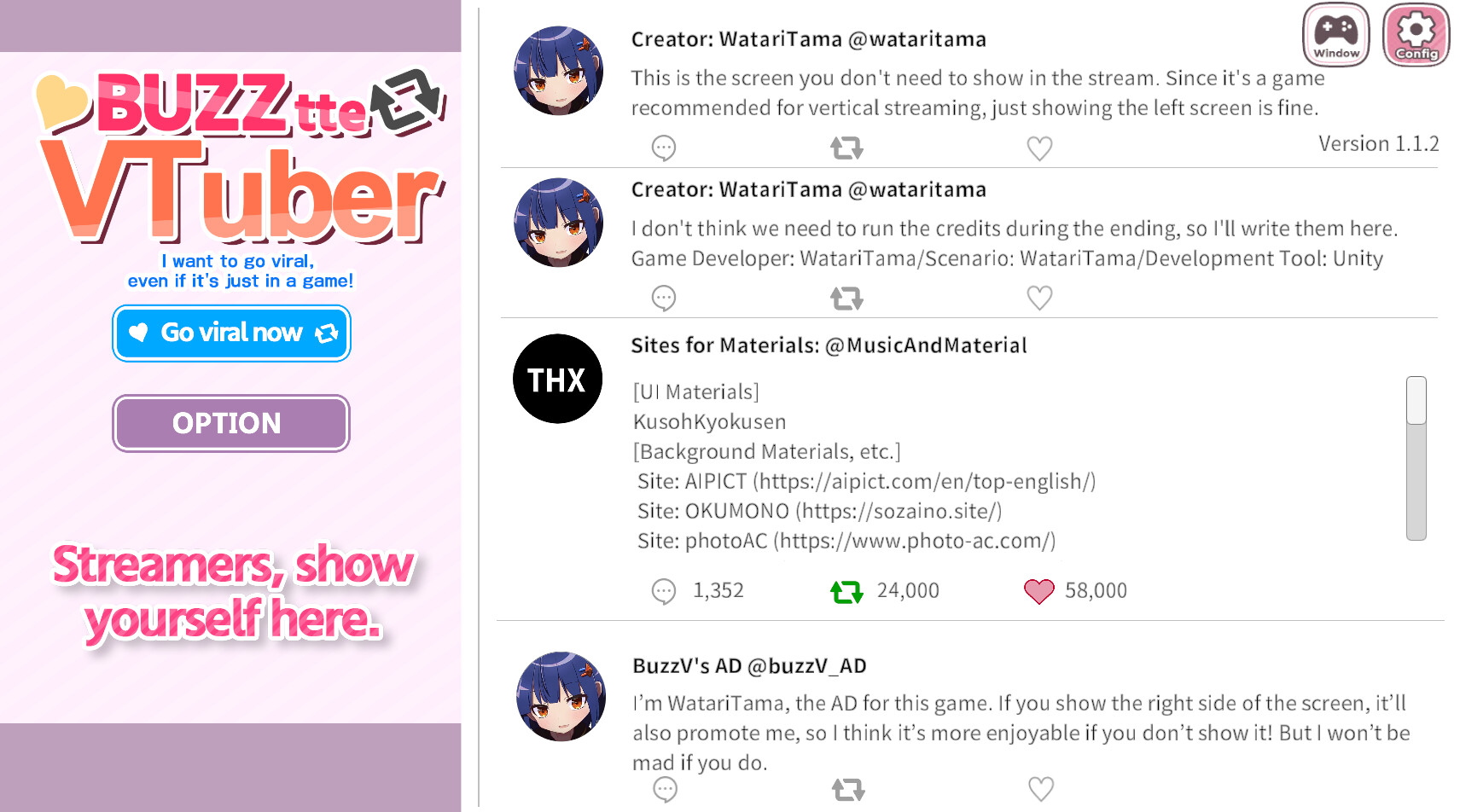バズってVTuber ゲームでいいから万バズしたい! official in-game screenshot 1
