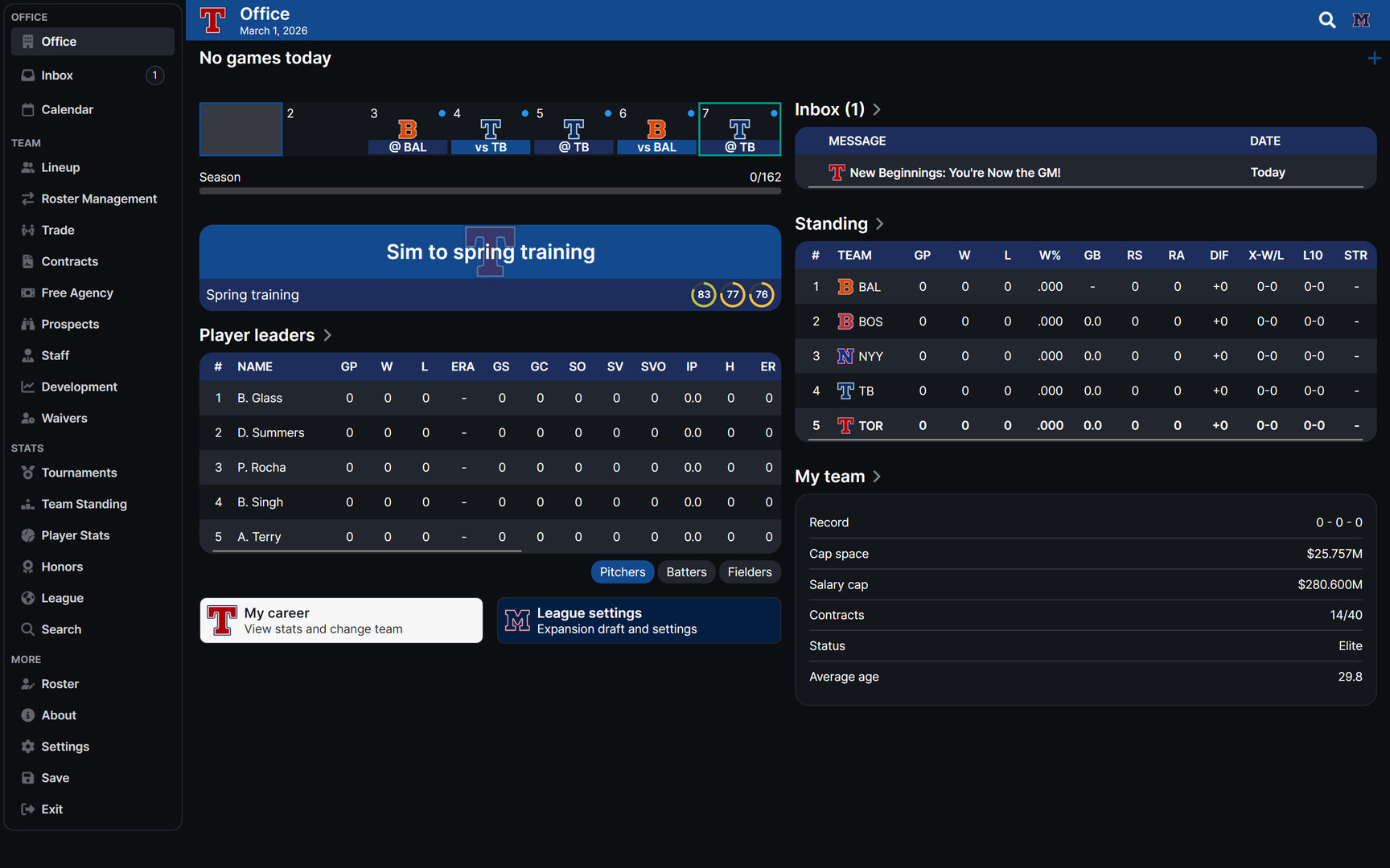 Baseball Legacy Manager 26 official in-game screenshot 1