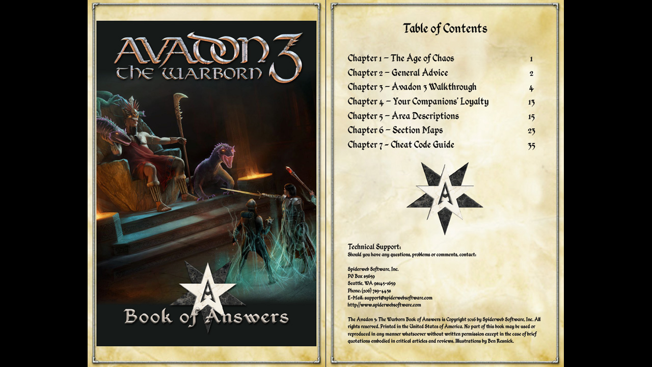 Avadon 3 Hintbook and Bonuses official in-game screenshot 1