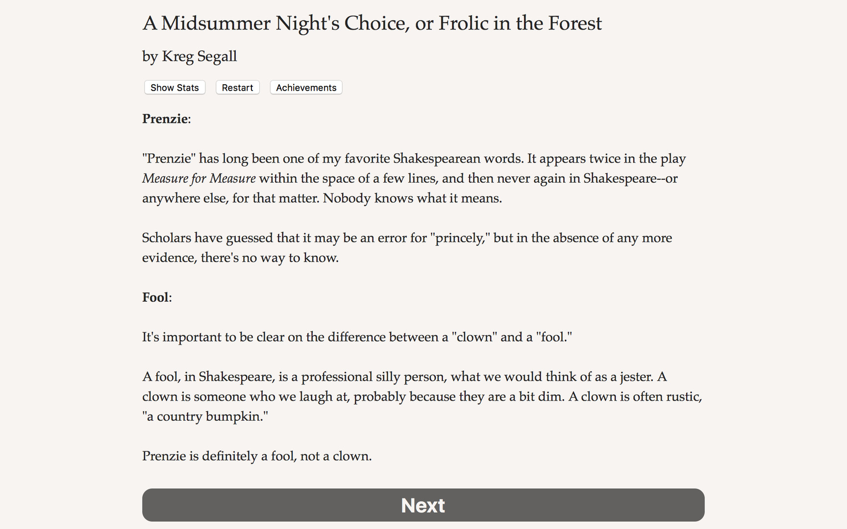 A Midsummer Night's Choice - Commentary Track official in-game screenshot 1