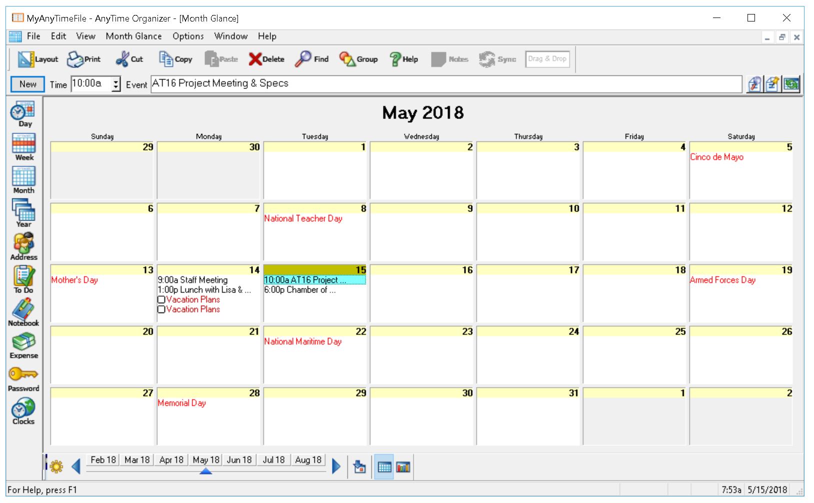 AnyTime Organizer Standard 16 official in-game screenshot 1